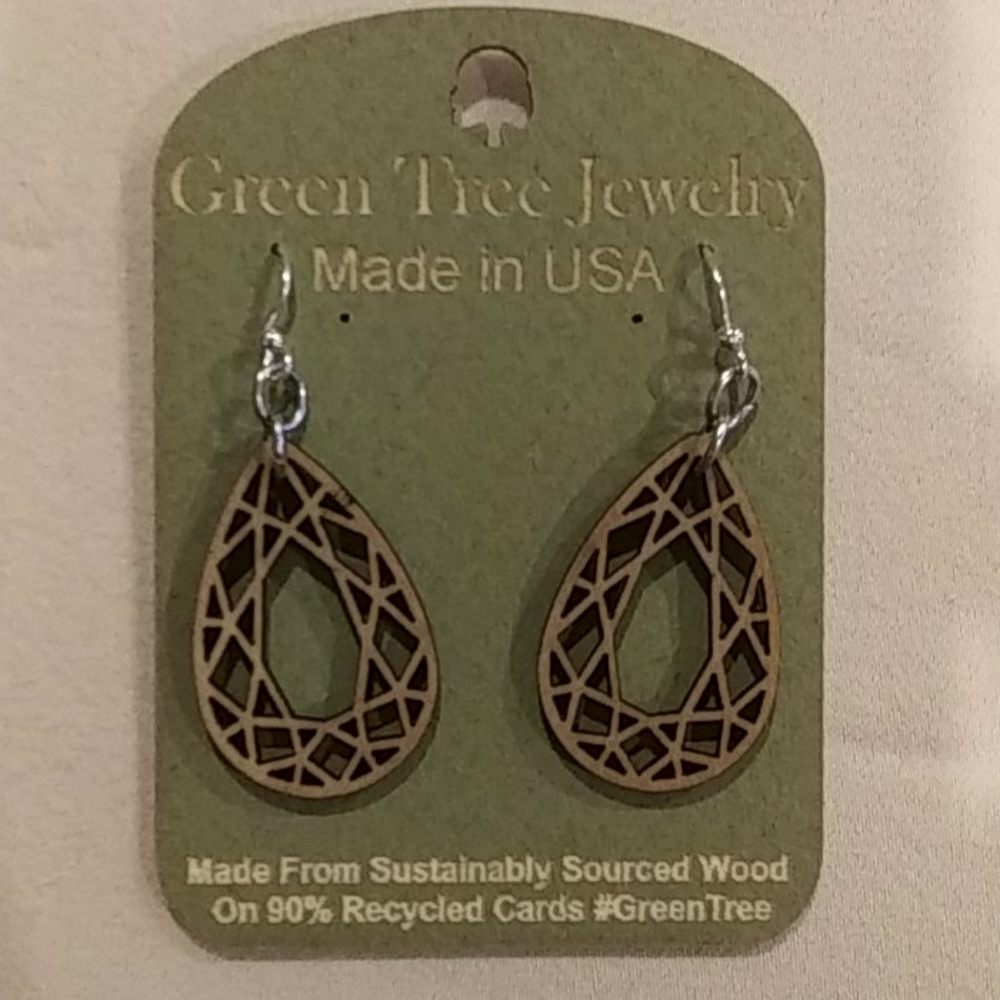 Teardrop Wood Earringa
